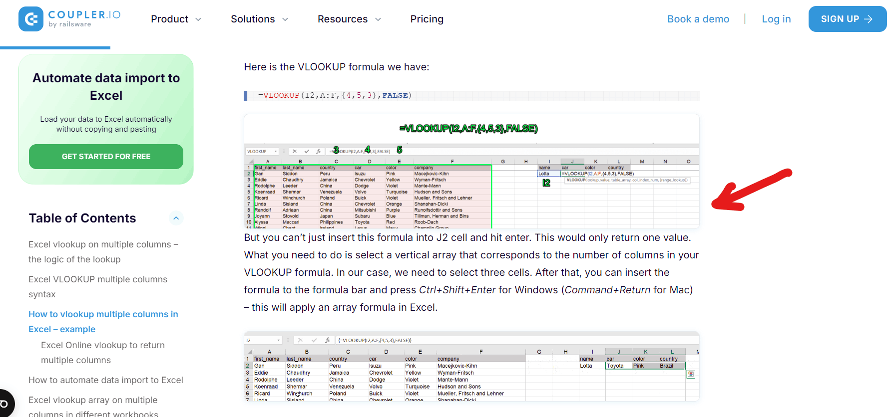 Getting multiple columns with VLOOKUP in version 2016 - Microsoft Q&A