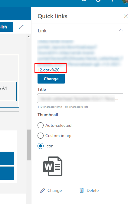Quick links web part adds %20 to links added using 
