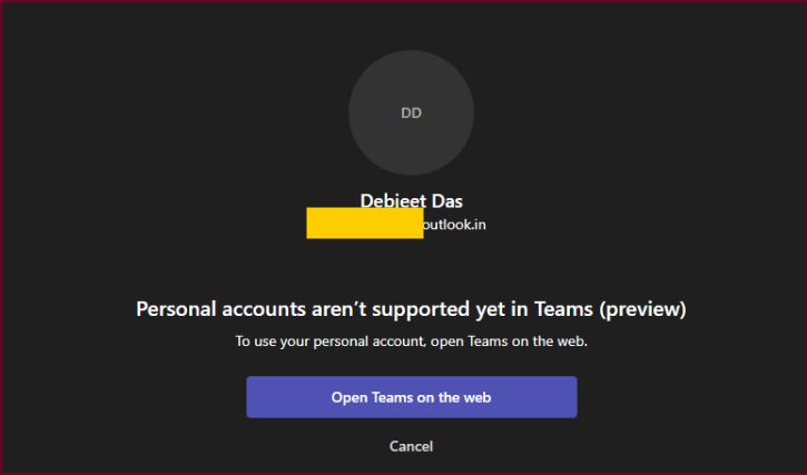 Can't sign-in to Personal teams account on Microsoft teams Desktop app ...
