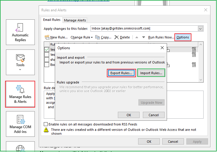 Exportar reglas de un archivo pst a otro - Microsoft Q&A