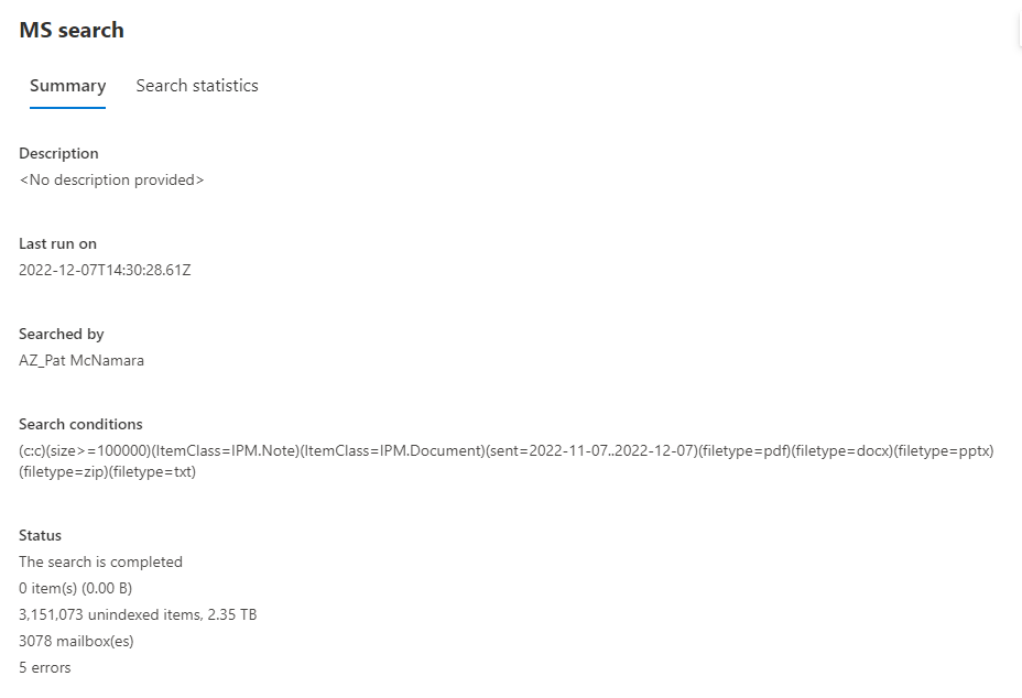 Need help with a query in content search - Microsoft Q&A