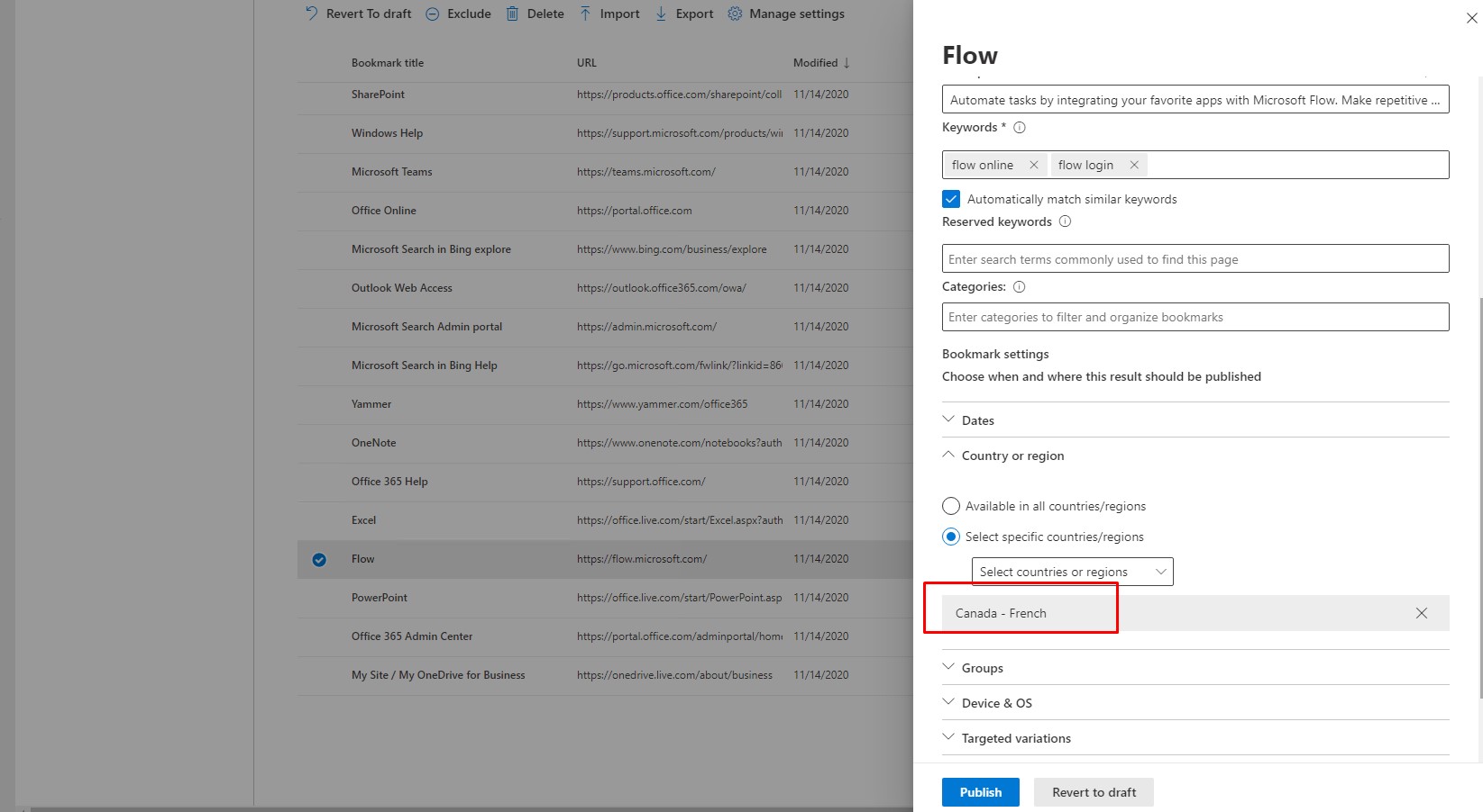 Microsoft Search Bookmarks not working when setting specific country ...
