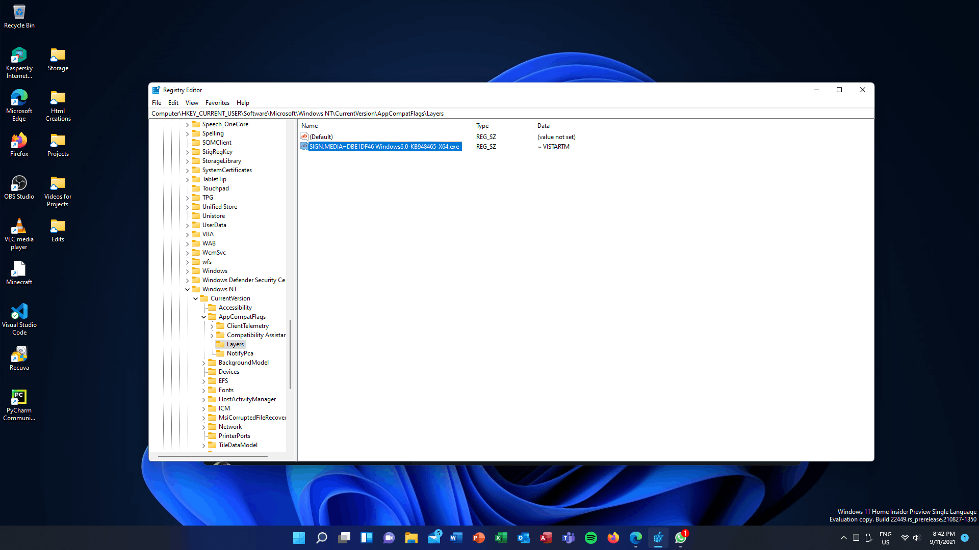 Windows Vista Registry key in Windows 11? - Microsoft Q&A