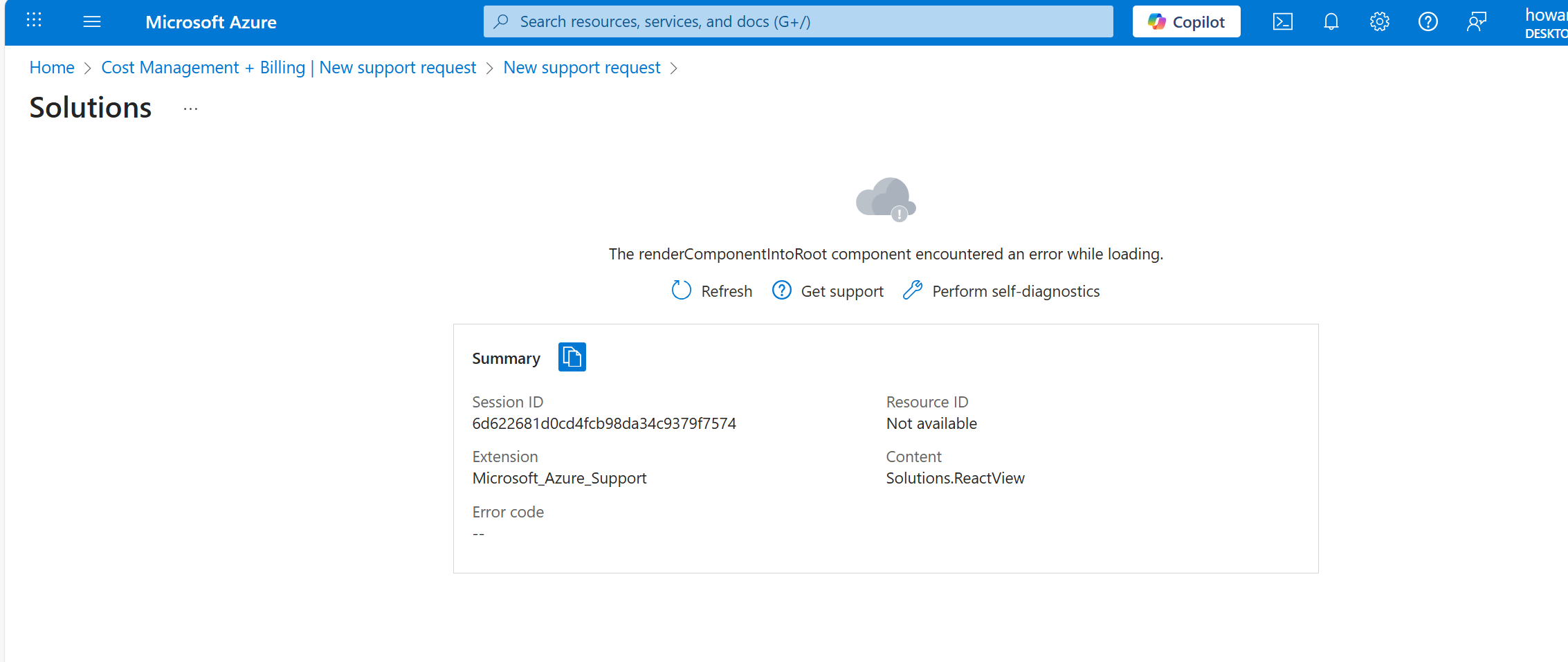 Azure emergency, as admin my portal says I am not with rites to submit ...