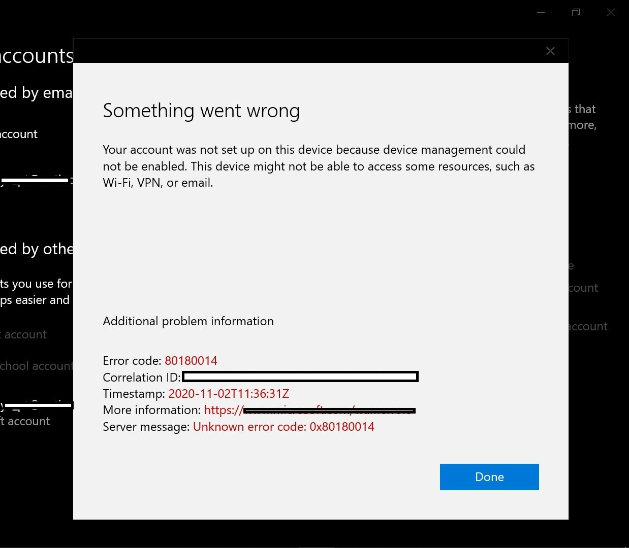 Error Code 80180014 - Microsoft Q&A
