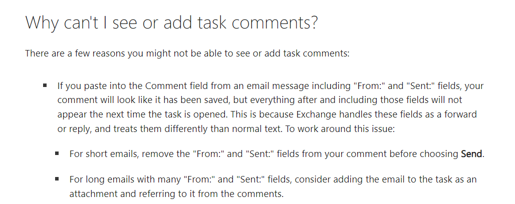 Comments issue in Planner tasks - Microsoft Q&A