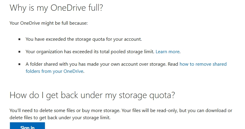 My OneDrive says it's full, I have clean up, and still showing full ...