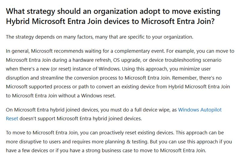 Entra Hybrid join to Entra join Migration. - Microsoft Q&A