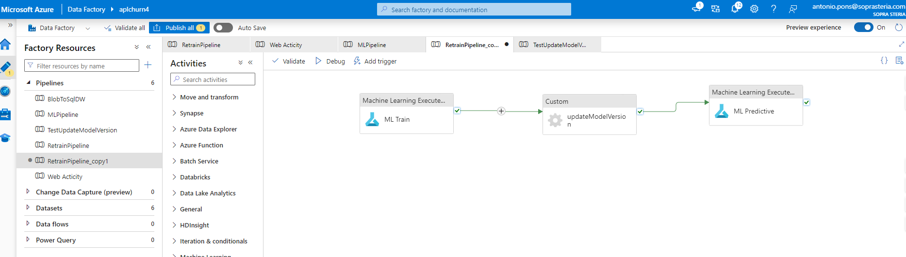 Update Machine Learning models by using Data Factory - Microsoft Q&A