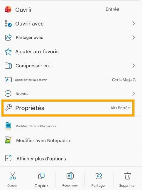 POuvrirEntréeOuvrir avec>Partager avec>Ajouter aux favorisCompresser en...>Copier en tant que cheminCtrl+Maj+C(+NouveauPropriétésAlt+EntréeModifier dans le Bloc-notesModifier avec Notepad++Afficher plus d'optionsCouperCopierAD11RenommerPartagerSupprimer