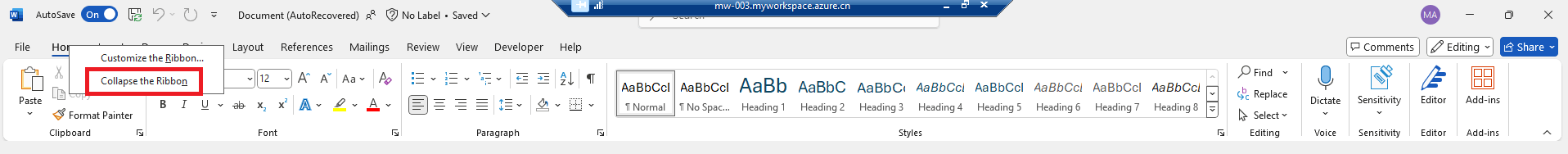 why won't my ribbon show in Word - Microsoft Q&A