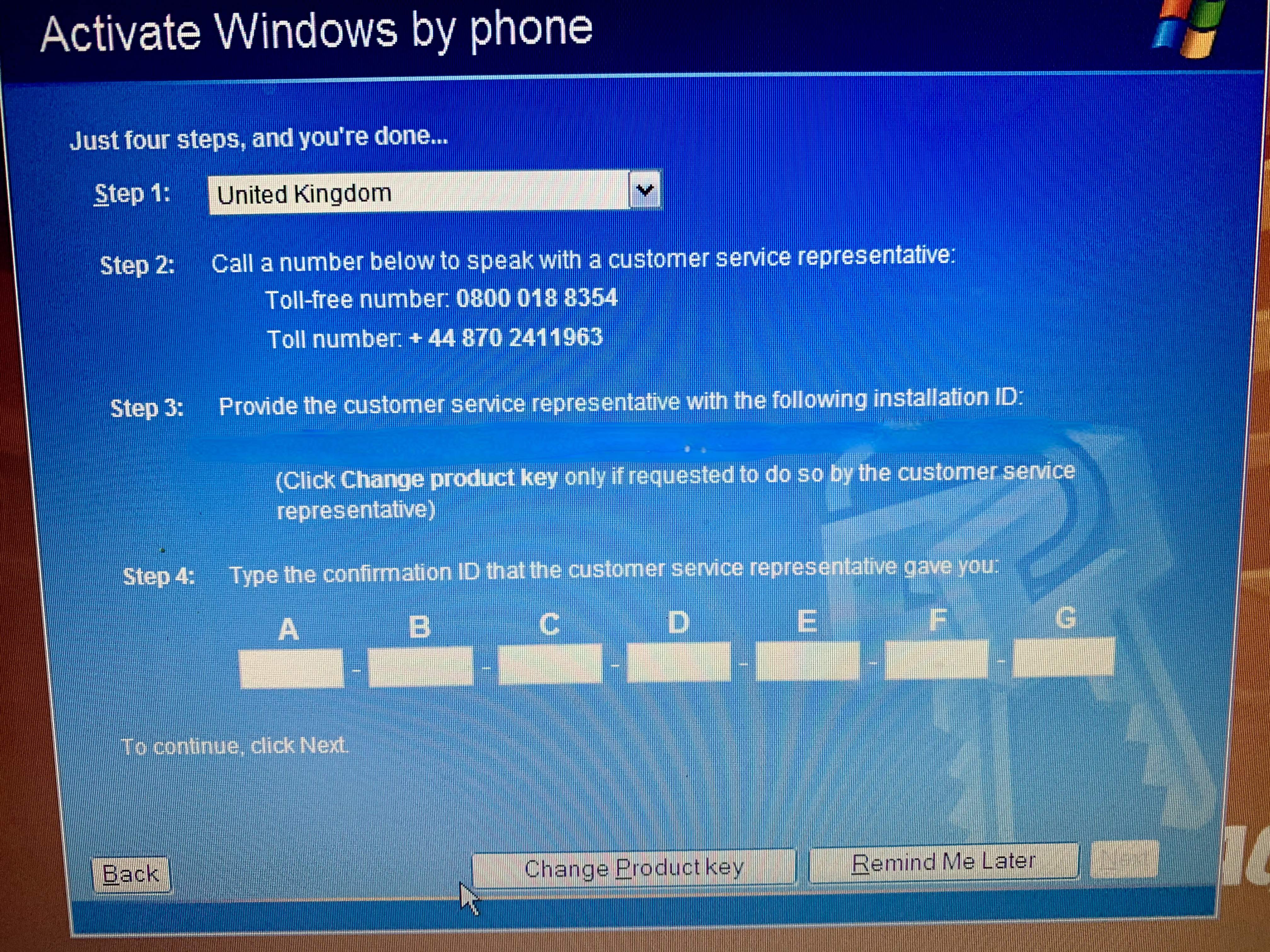 confirmation ID for Windows XP - Microsoft Q&A