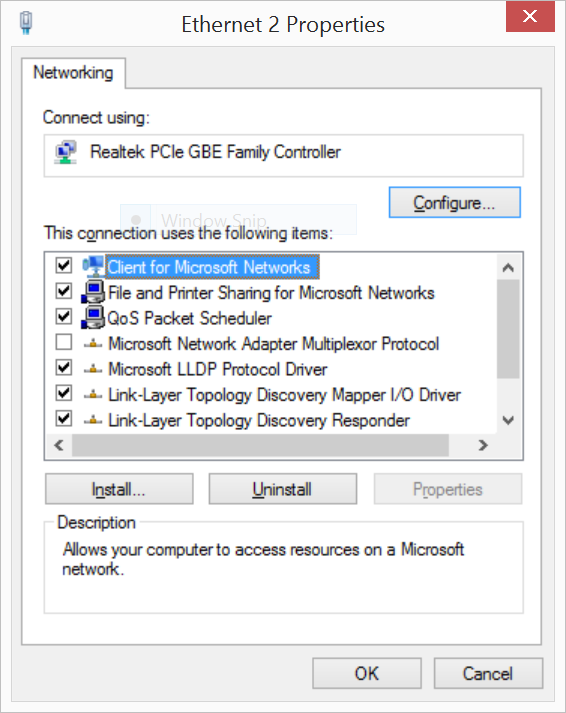 Network connection properties items - Microsoft Q&A