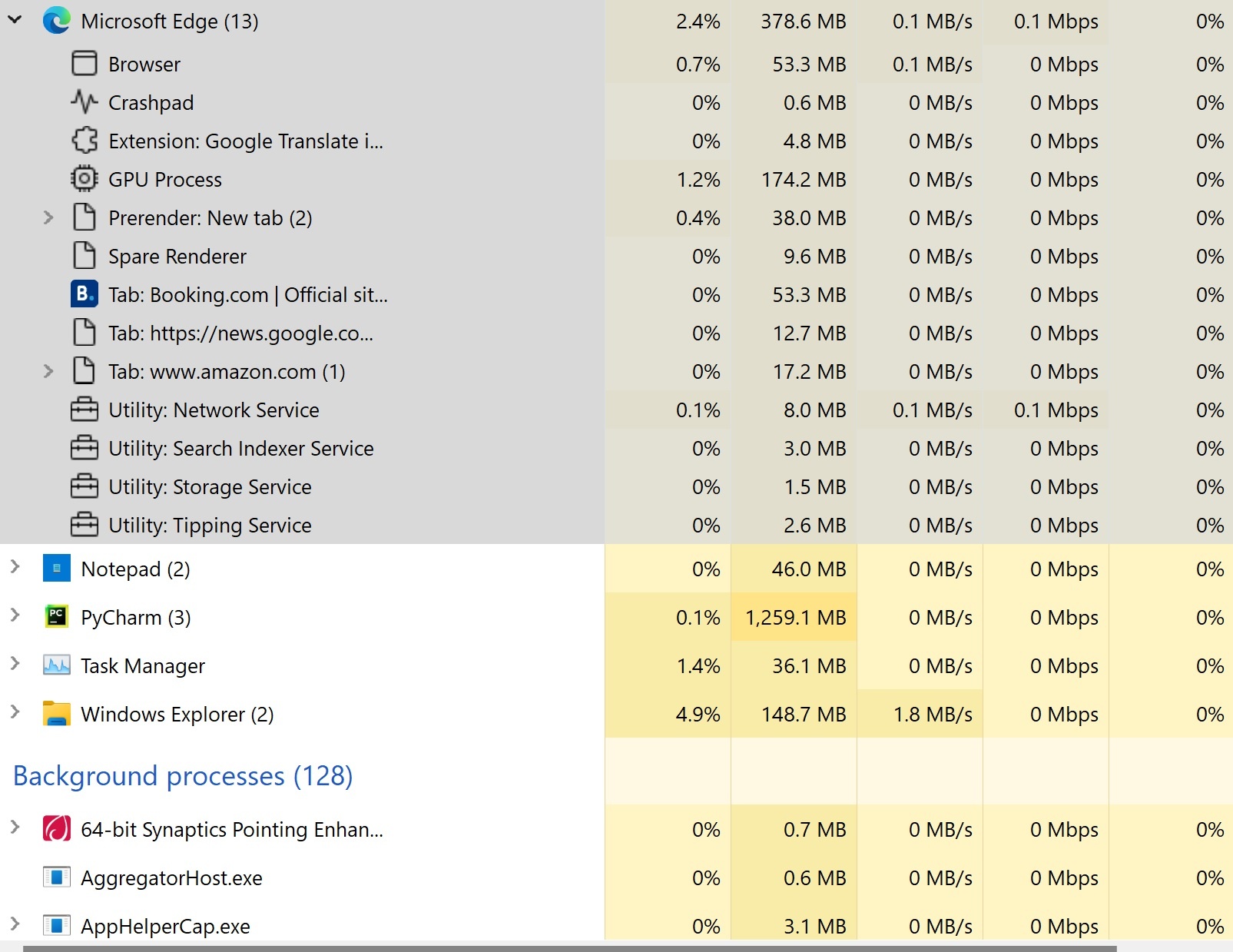 A lot of processes opening every app in a Task Manager - Microsoft Q&A