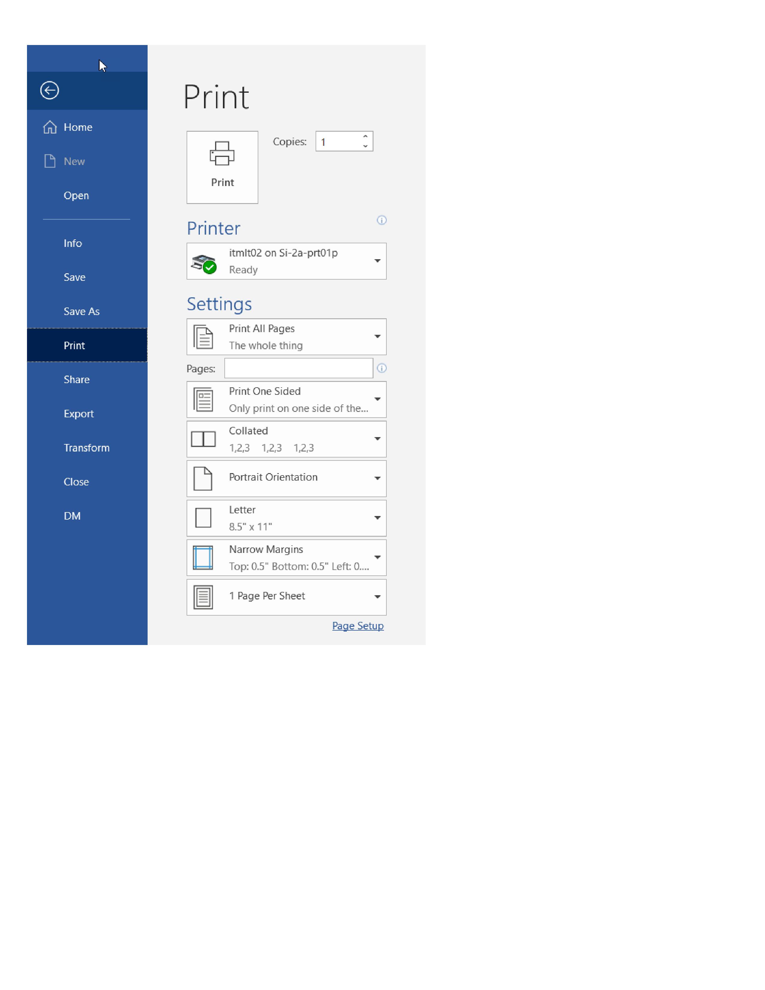 Word and missing Printer Properties - Microsoft Q&A