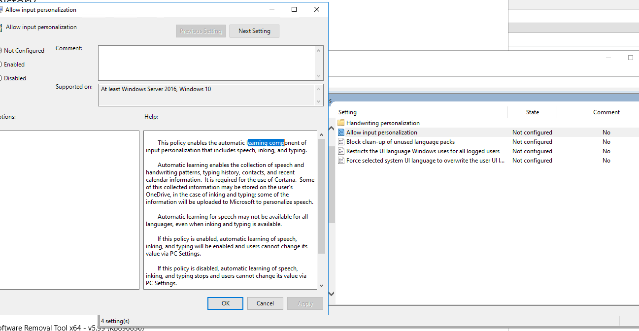 No "Allow user to enable online Speech services" settings - Microsoft Q&A