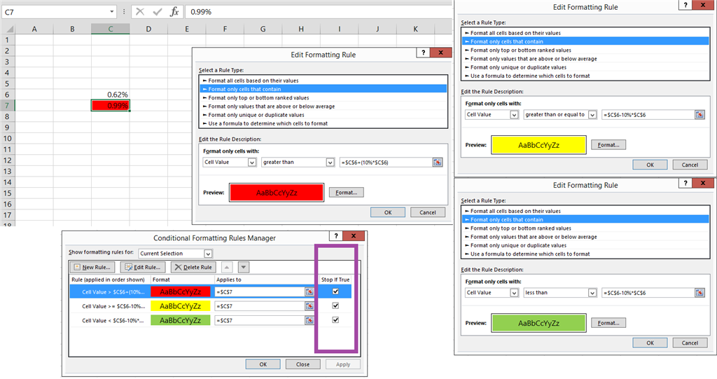 Conditional formatting within percent of goal - Microsoft Q&A