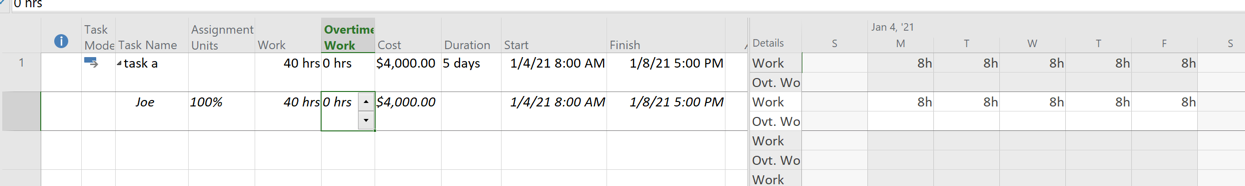 Adding overtime to Project 2019 - Microsoft Q&A