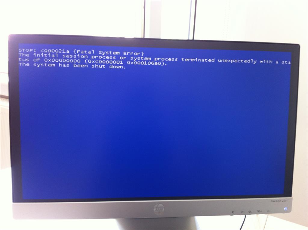 Stop: C000021a {Fatal System Error} The initial session