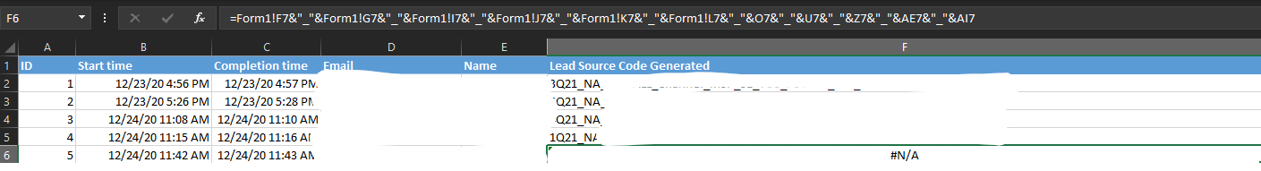 Microsoft Form Input "Skips" Row Numbers being referenced - Microsoft Q&A