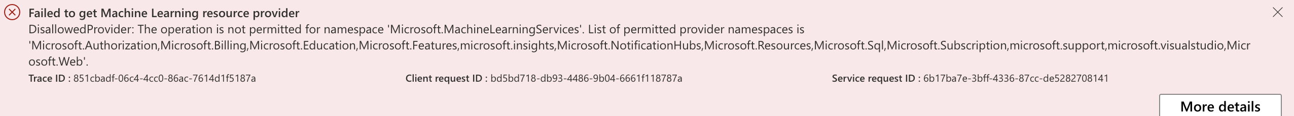 Unable to create workspace on Azure ML - Microsoft Q&A