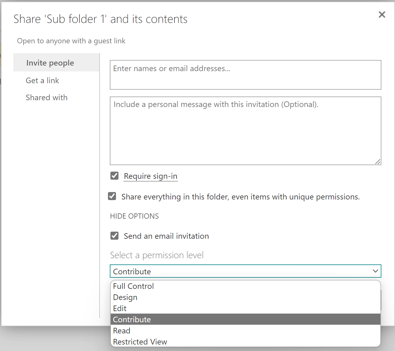 permissions problem in one drive business sharing folders - Microsoft Q&A