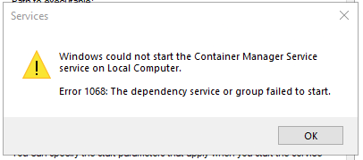 Error 0x800706d9 In Windows Sandbox: Container Manager Service