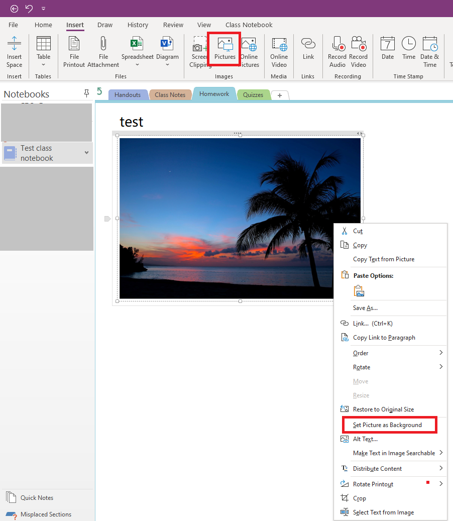 Class Notebook- set image as background - Microsoft Q&A