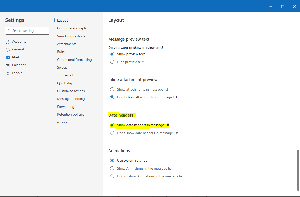 How do I change inbox to date view,, not conversation view - Microsoft Q&A
