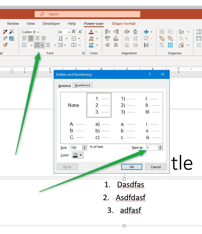 Power point bullet numbering - Microsoft Q&A