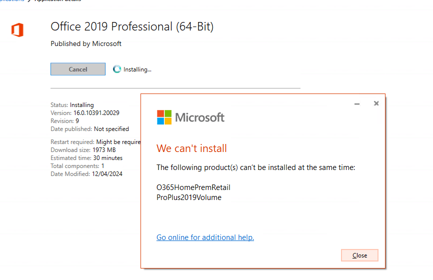 Not Installing 2019 office on windows 10 - Microsoft Q&A