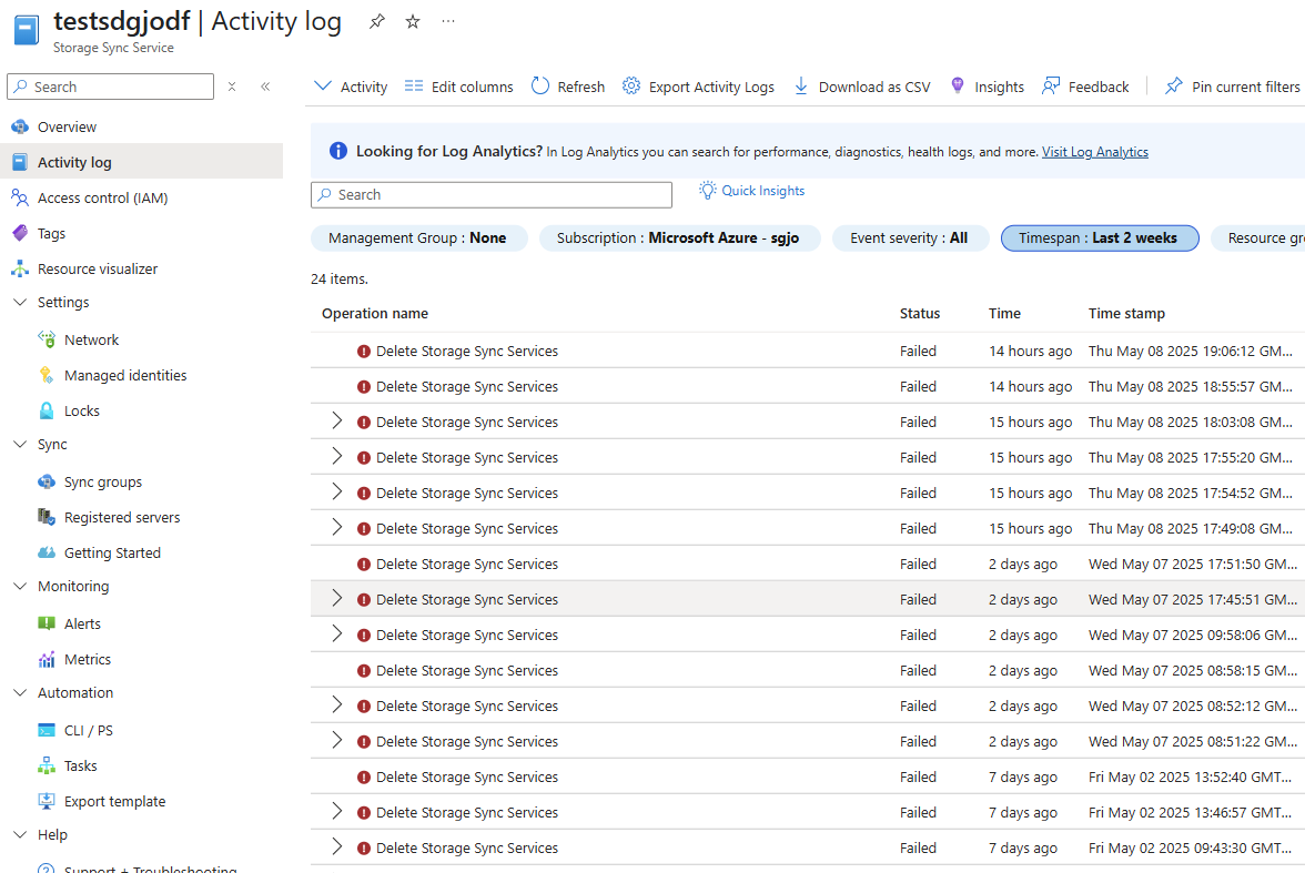 Cannot Delete Storage Sync Service - Microsoft Q&A