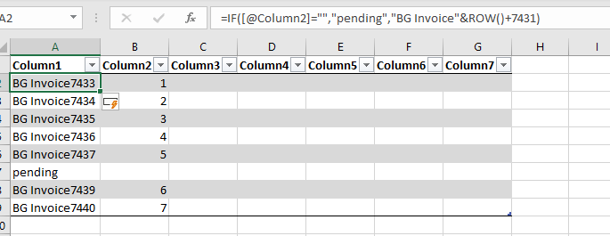 Will the sequence function in excel work correctly in a formatted table ...