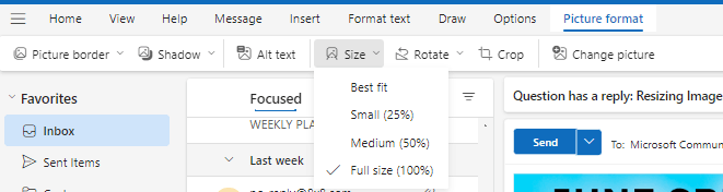 Resizing Images in Outlook 365 - Microsoft Q&A