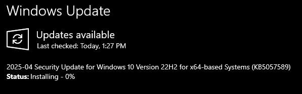 Windows 10 Update KB5057589 Error 0x80070643 April 8, 2025