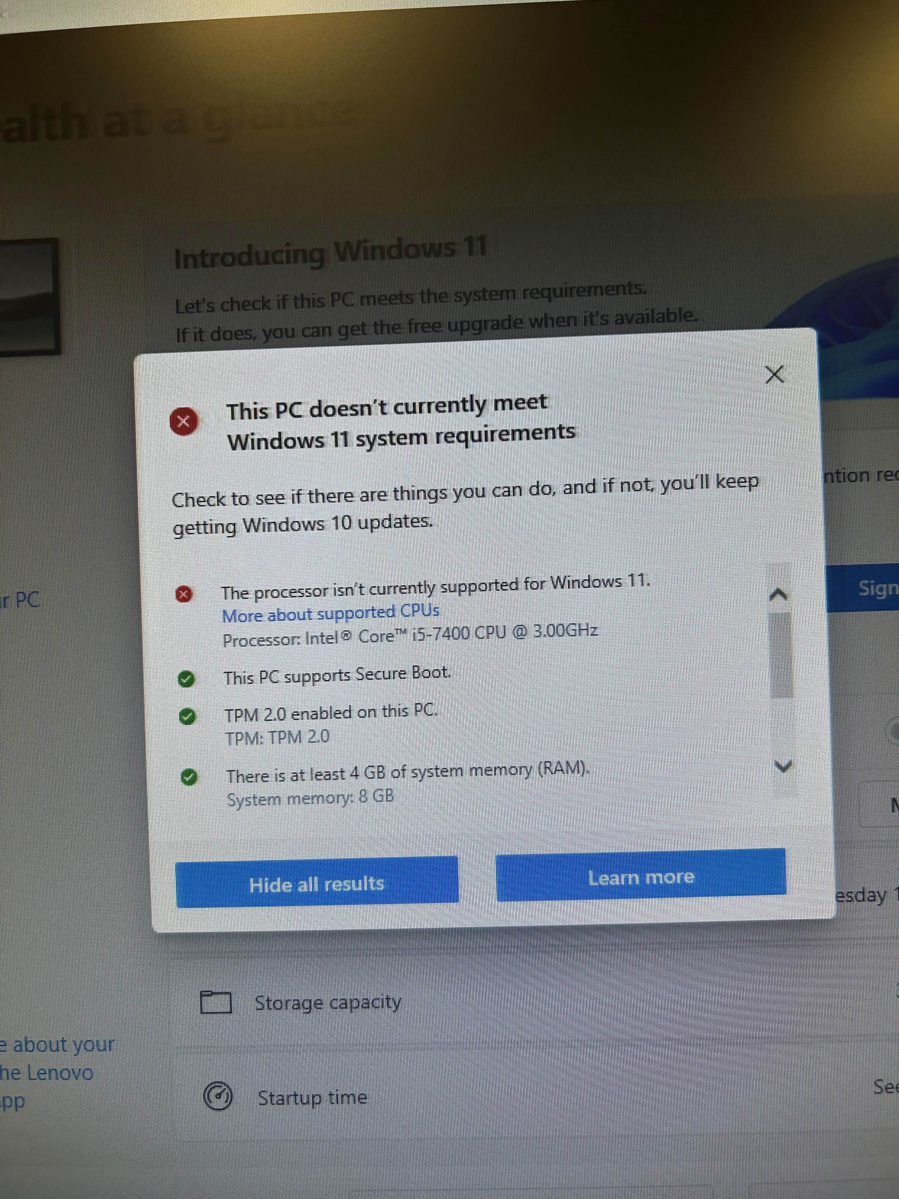 Computer is 5 years old and processor not supported for Windows 11
