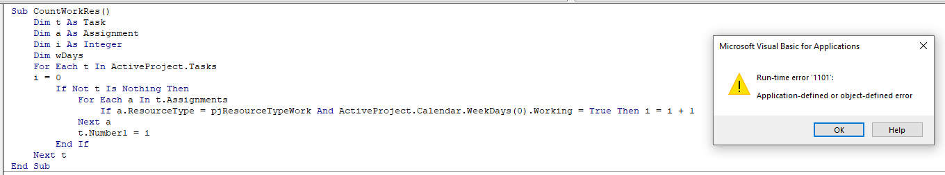 Microsoft Project - Macro Error - Microsoft Q&A