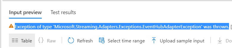 Issue while reading event hub data through stream analytics - Microsoft Q&A