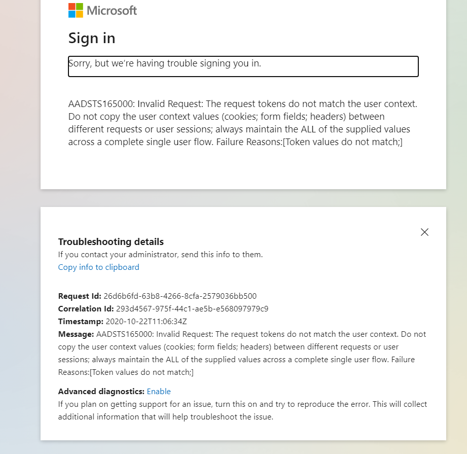 Regards: onedrive authentication failure while using Organization ...