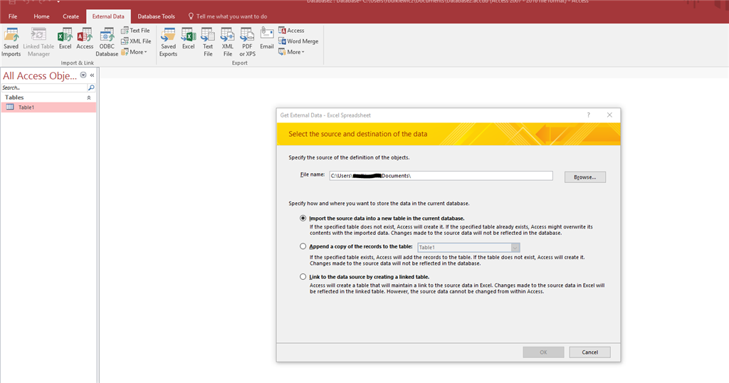 Import From Excel into Access ERROR - can't find DLL entry point ...