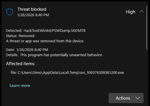 I have this malware that pops up randomly and windows defender
