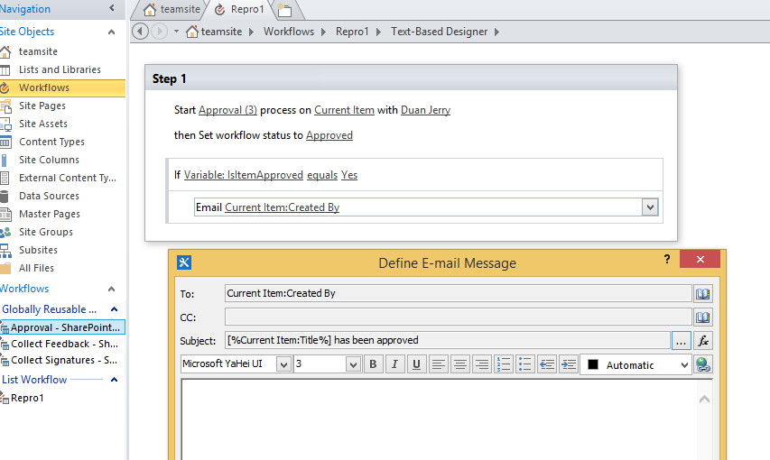 Workflow error in SharePoint online Office365 - Microsoft Q&A