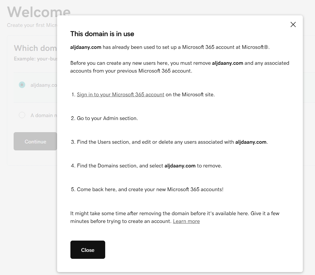 How can I delete the domain linked to the Microsoft account when I have ...