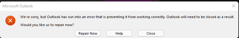 Microsoft 365 - Repair Now error message in Office programs - Microsoft Q&A