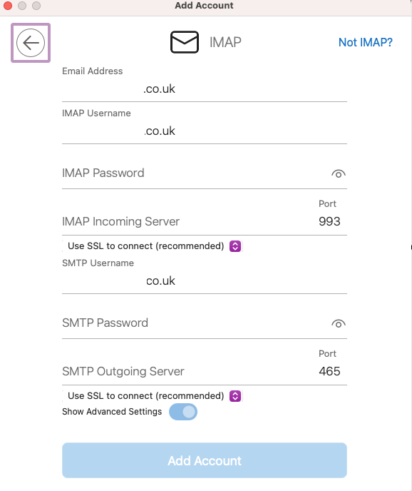 I need to setup/edit outlook 365 email server details for MAC ...