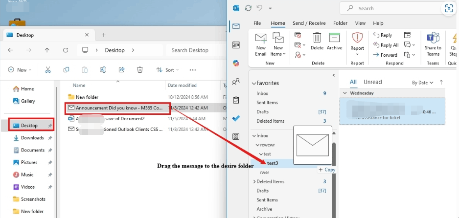 Move Outlook email Files from Desktop to Inbox - Microsoft Q&A