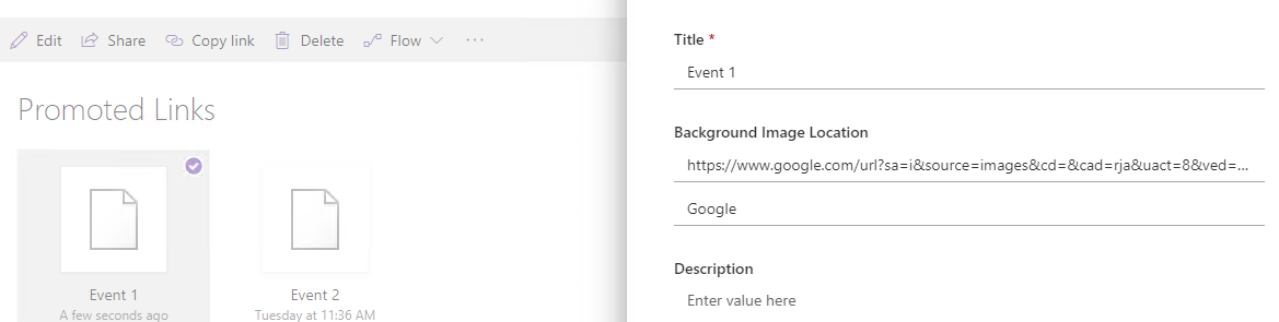 Error editing Existing Promoted links in a modern list view in ...