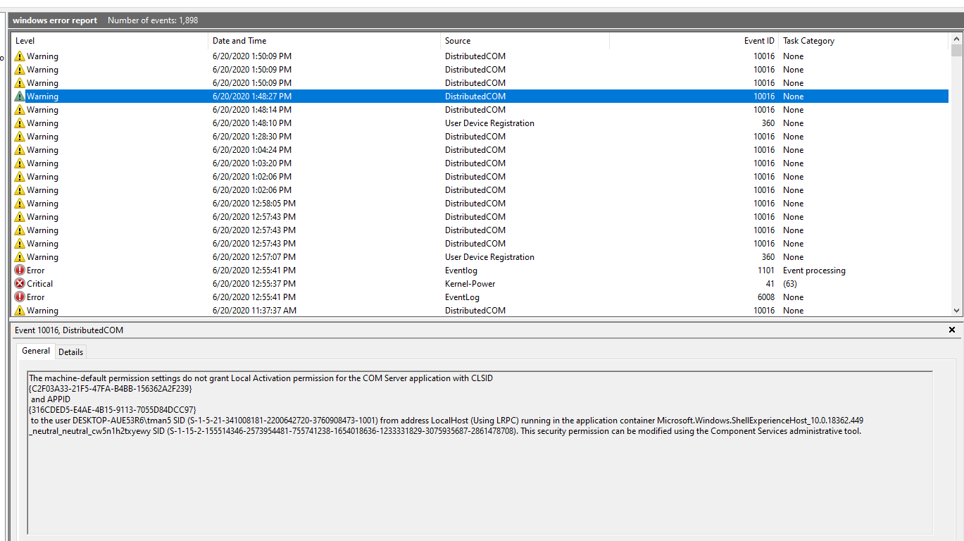 Windows Event Log Warnings - Microsoft Q&A