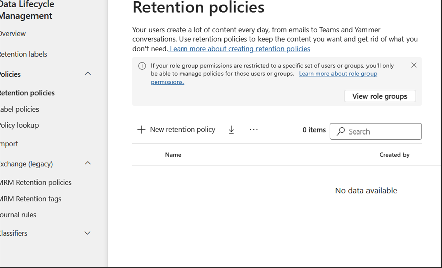Retention Policy - Microsoft Q&A