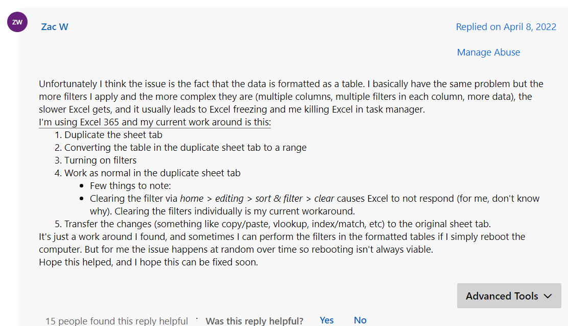Problem in Excel when i use filters in a large file. - Microsoft Q&A